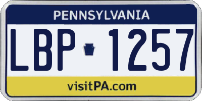 PA license plate LBP1257