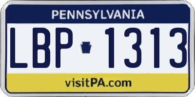 PA license plate LBP1313