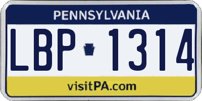 PA license plate LBP1314