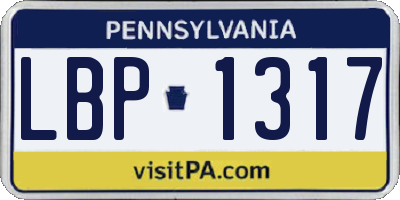 PA license plate LBP1317