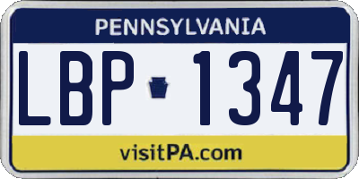 PA license plate LBP1347