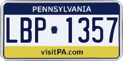 PA license plate LBP1357