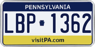 PA license plate LBP1362