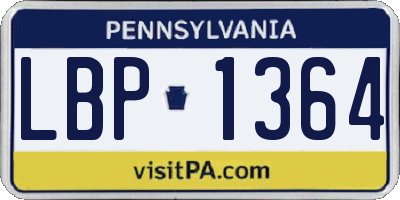 PA license plate LBP1364