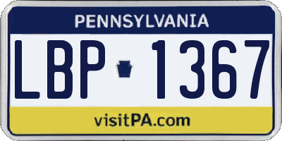 PA license plate LBP1367