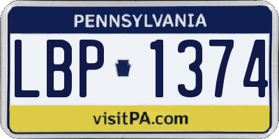 PA license plate LBP1374
