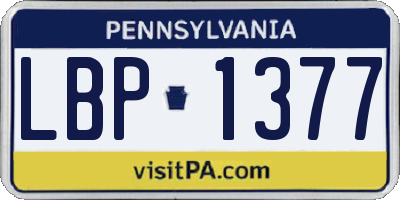 PA license plate LBP1377