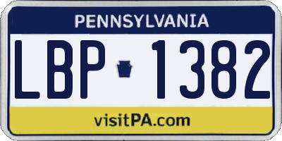 PA license plate LBP1382