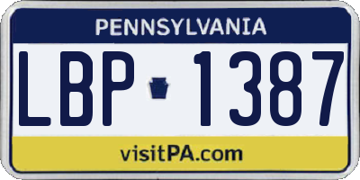 PA license plate LBP1387