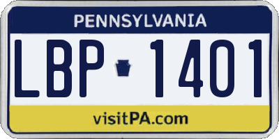 PA license plate LBP1401