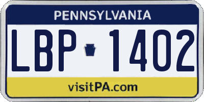 PA license plate LBP1402