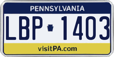 PA license plate LBP1403