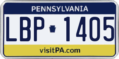 PA license plate LBP1405