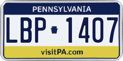 PA license plate LBP1407