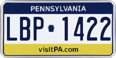 PA license plate LBP1422