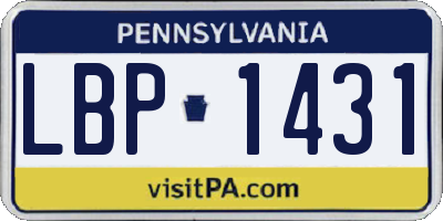 PA license plate LBP1431