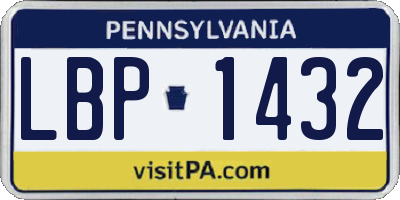 PA license plate LBP1432