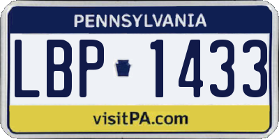 PA license plate LBP1433