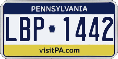 PA license plate LBP1442