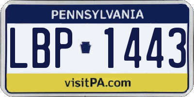 PA license plate LBP1443