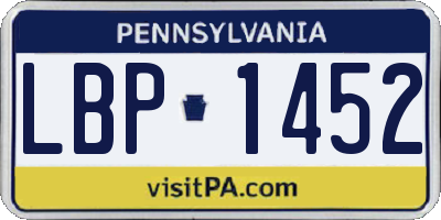 PA license plate LBP1452