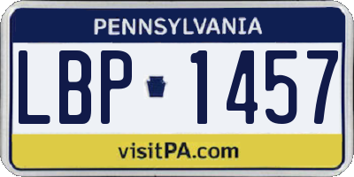 PA license plate LBP1457