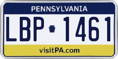 PA license plate LBP1461