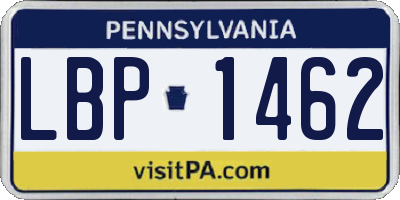 PA license plate LBP1462