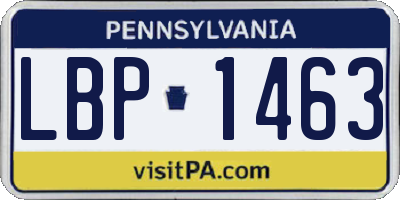 PA license plate LBP1463
