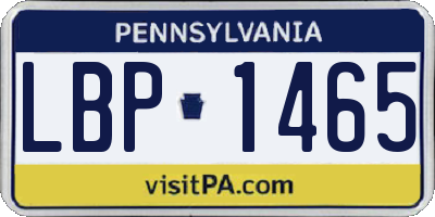 PA license plate LBP1465