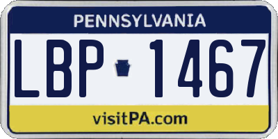 PA license plate LBP1467
