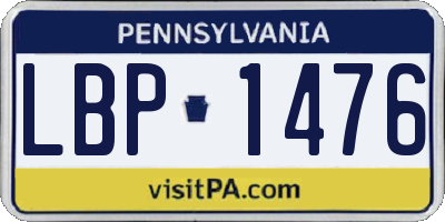PA license plate LBP1476