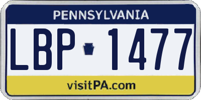 PA license plate LBP1477