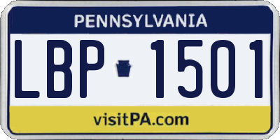 PA license plate LBP1501