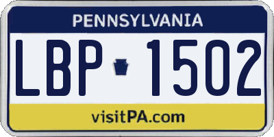 PA license plate LBP1502
