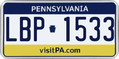 PA license plate LBP1533
