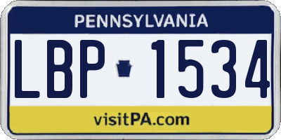 PA license plate LBP1534