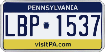 PA license plate LBP1537