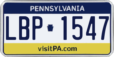 PA license plate LBP1547