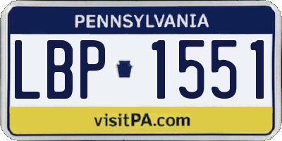 PA license plate LBP1551