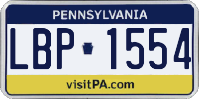 PA license plate LBP1554