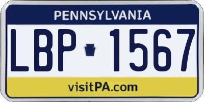 PA license plate LBP1567