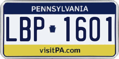 PA license plate LBP1601