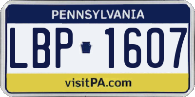 PA license plate LBP1607