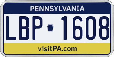 PA license plate LBP1608