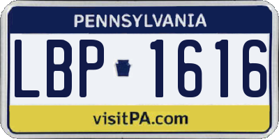 PA license plate LBP1616