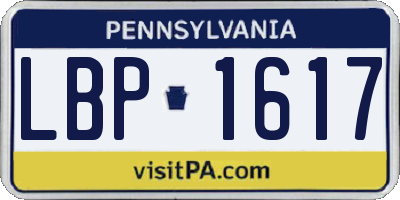 PA license plate LBP1617