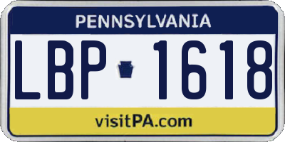 PA license plate LBP1618