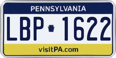 PA license plate LBP1622