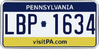 PA license plate LBP1634